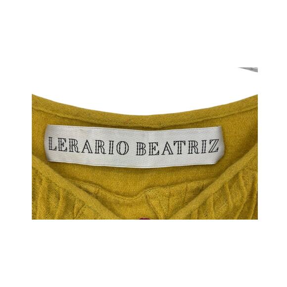 Lerario Beatriz 100% Wool Dolman Sleeve Top Chartreuse Size 10 Lagenlook Modern - Picture 6 of 10